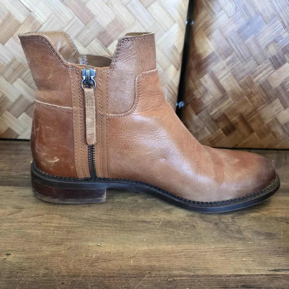 Franco Sarto Boots Women's Size 9M Brown Leather Booties Ankle Worn Halford